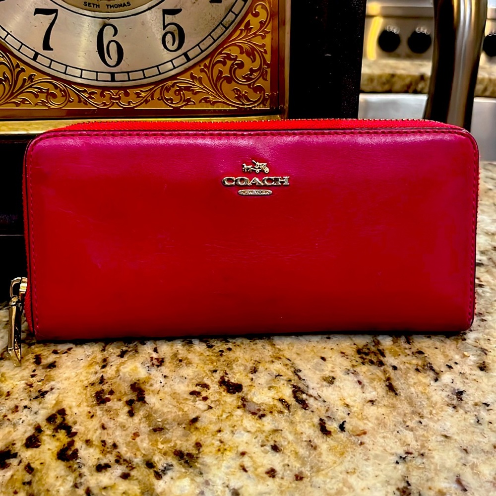 Coach Pebble Leather Zip Around Wallet